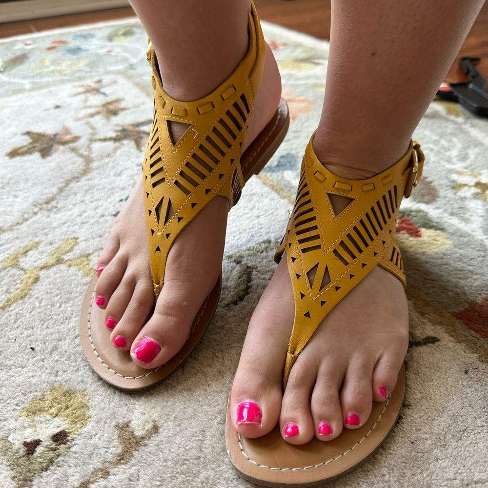 Nine West Yellow Geometric Sandals Size 8.5 M